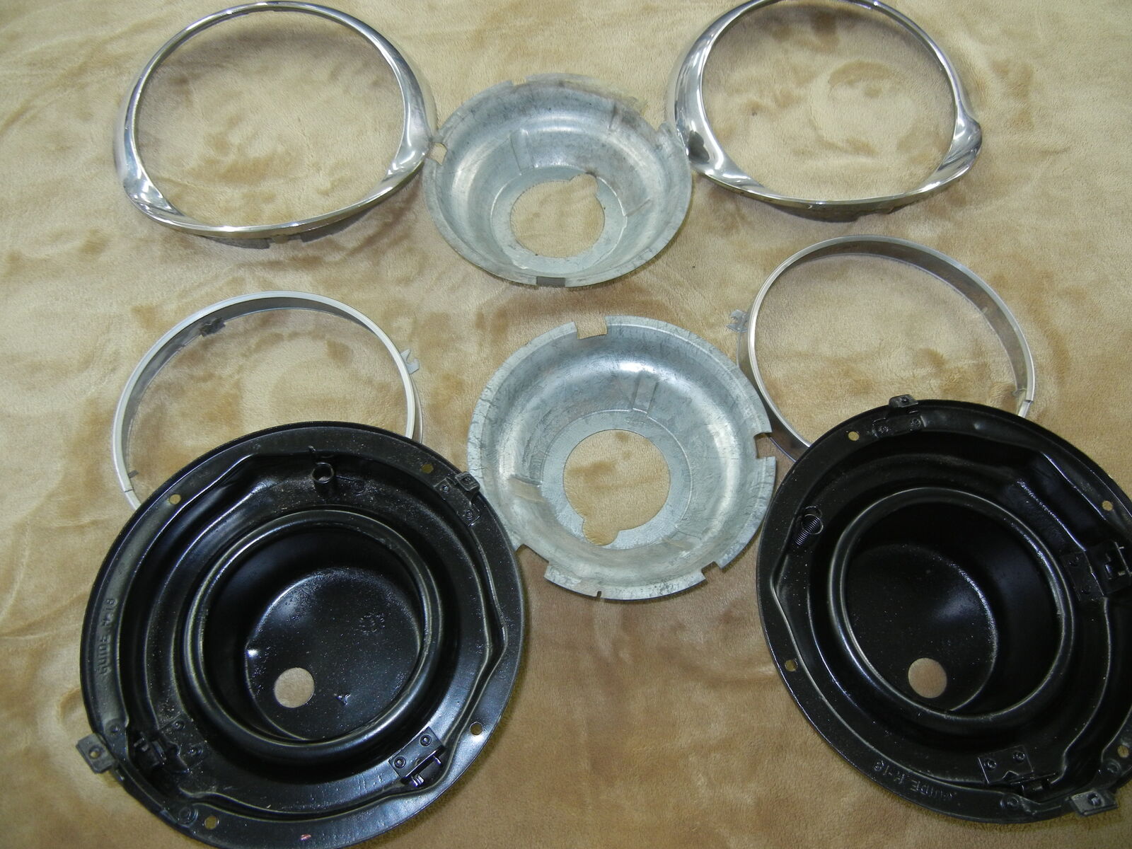 Chevy Cars 1955 56 Original Headlight Buckets Complete with Bezels