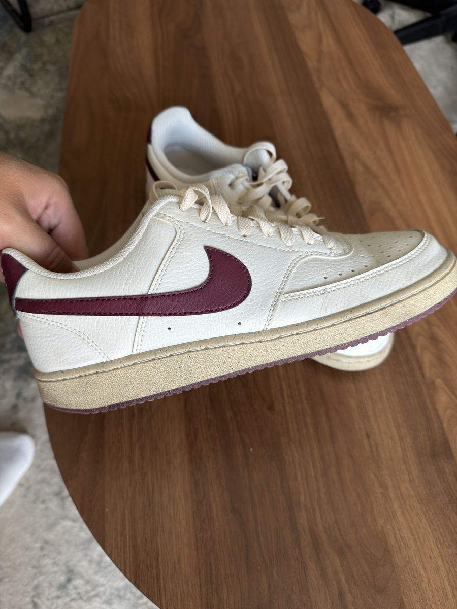 Nike Court Vision Low Sneakers - Men’s Size 9, White/Maroon Casual Shoes