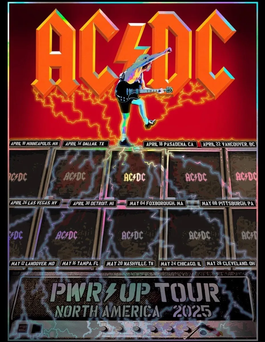 LIMITED EDITION AC/DC PWRUP 2025 Foil Pop-Up Exclusive Tour Poster