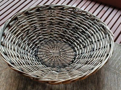 Large Vintage Handcrafted Woven Wicker Gathering Basket