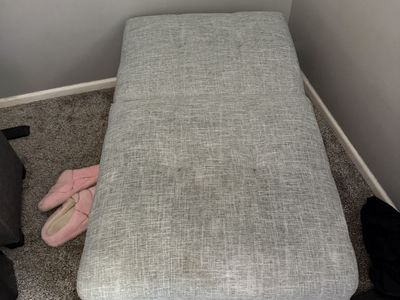 Gray Upholstered Convertible Folding Sofa Bed Sleeper Ottoman Chaise Lounge