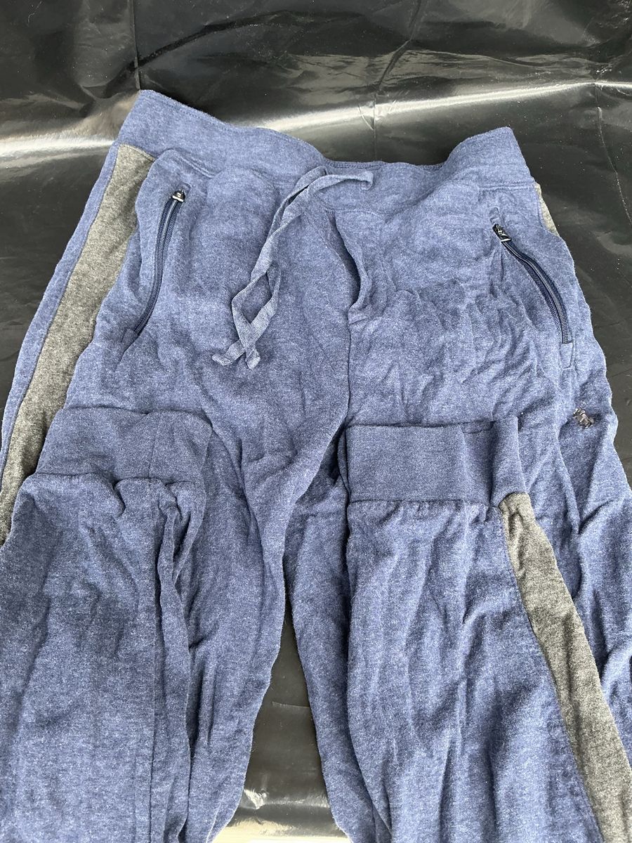 Polo Ralph Lauren Jogger Pants Navy Blue Grey Side Stripe Zipper Pockets Size S