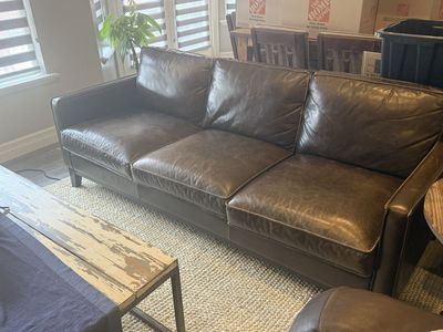 Genuine Leather Sofa Rich Brown