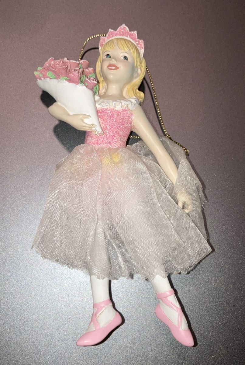 KSA Inc. Ballerina Ornament Pink Tutu & Flowers Collectible