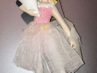 KSA Inc. Ballerina Ornament Pink Tutu & Flowers Collectible