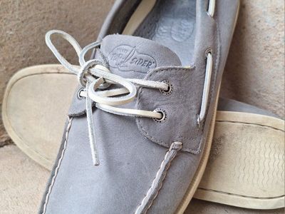 Nice Mens 11.5 Light Gray Sperry Top-Sider 2-Eyed Leather Boat Shoes