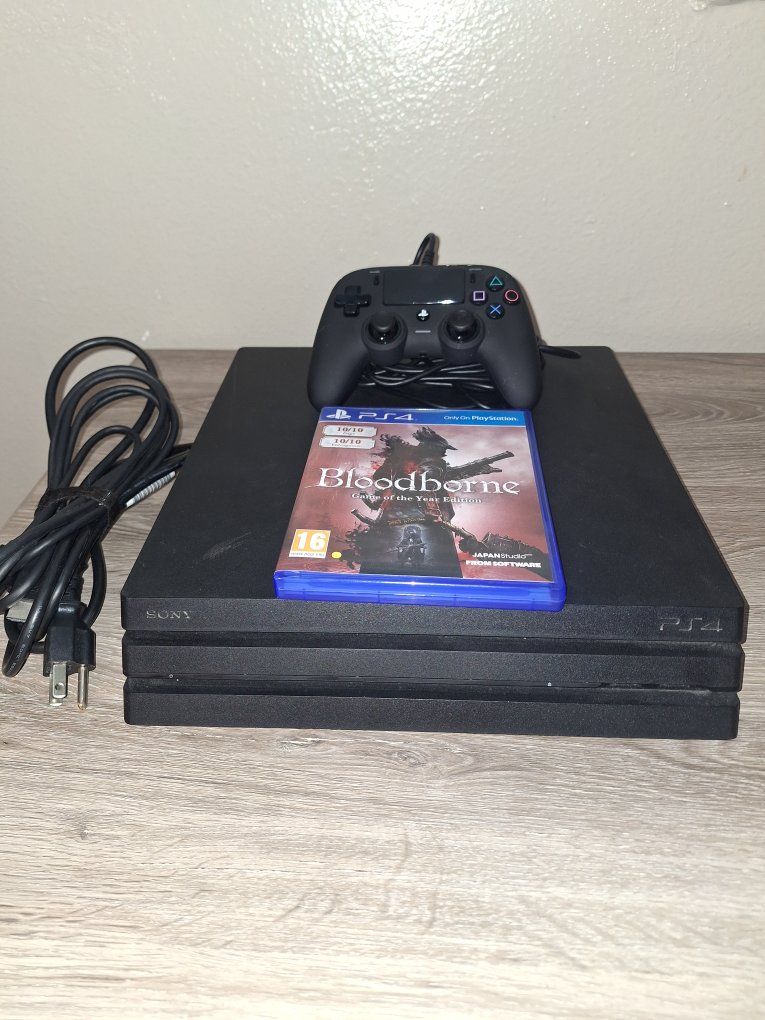 Sony PlayStation 4 Pro Console Bundle with Controller, Power Cable, and Bloodborne GOTY Edition
