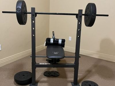 Workout Bench with Barbell and Weights - Ideal for Home Gym