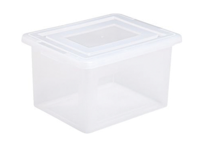 NEW Pack of Four Bins Iris Fb-21e File Storage Box, 18.1 In L, 14.3 In W, 10.8 In H, Plastic, Clear