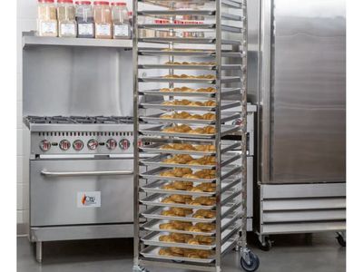 Two BRAND NEW Regency Commercial Stainless-Steel Bun/Sheet Pan Racks – Boxed & Unassembled