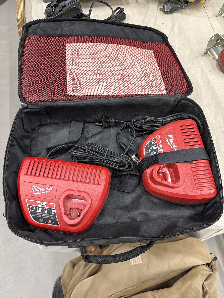 Milwaukee M12 Battery Chargers (2) with Carry Case