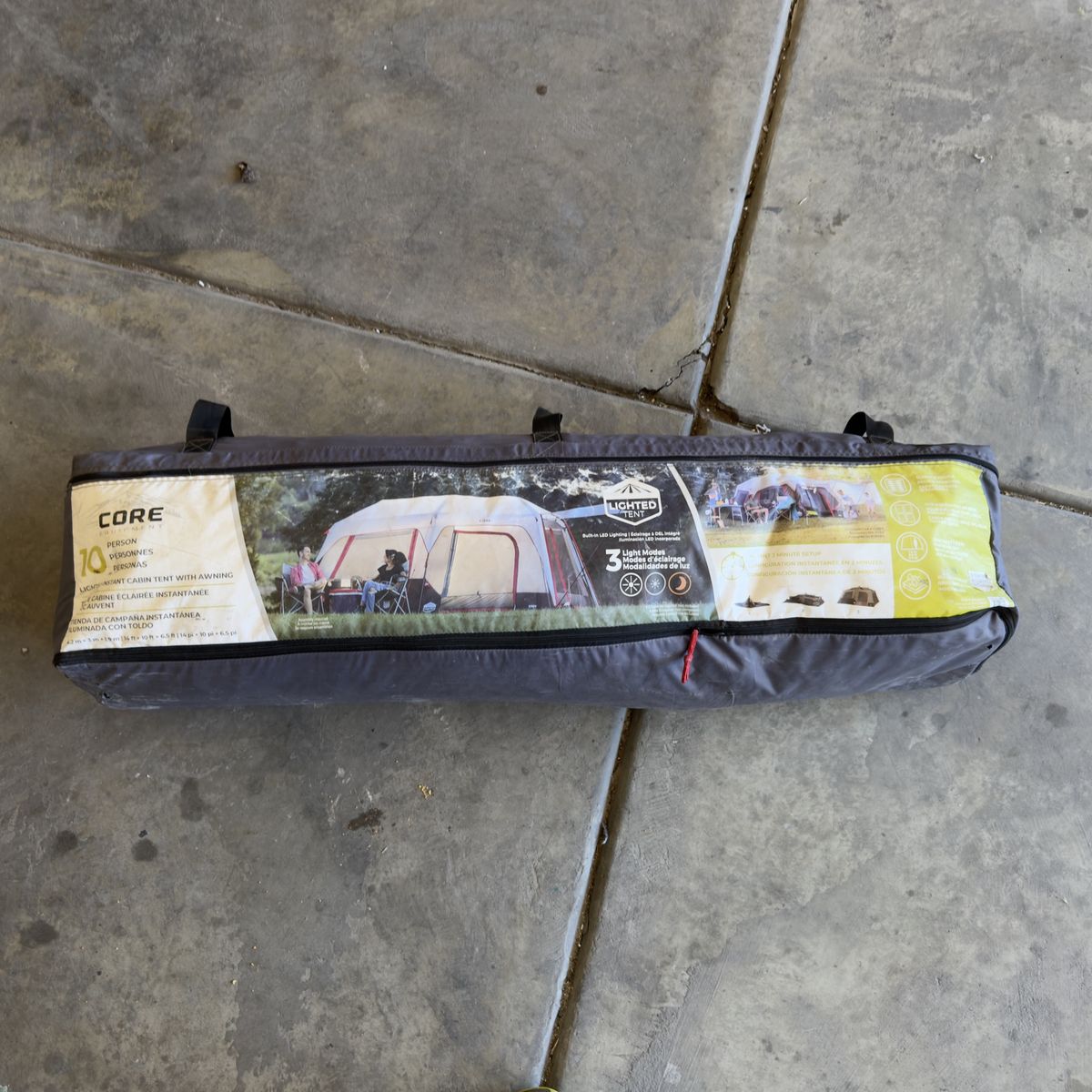 CORE 10-Person Lighted Instant Cabin Tent with Awning - Used