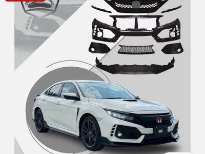 Front Bumper Cover Kit with Grille + Lip for 2016-2021 Honda Civic Type R Style