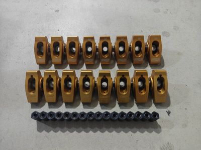 8-Comp Cams 1.6 Ratio Gold Roller Rockers 8-Crane Cams 1.5 Ratio Gold Roller Rockers with 7/16" Polylock Nuts