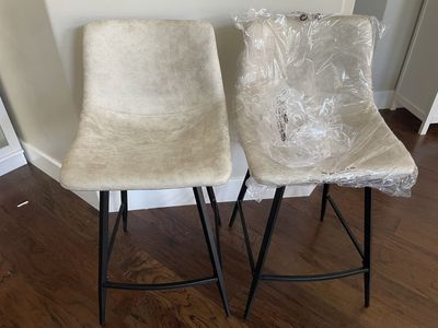 Brand new set of 2, .24 inch Counter Height Bar Stools Set of 2 with Back, Beige