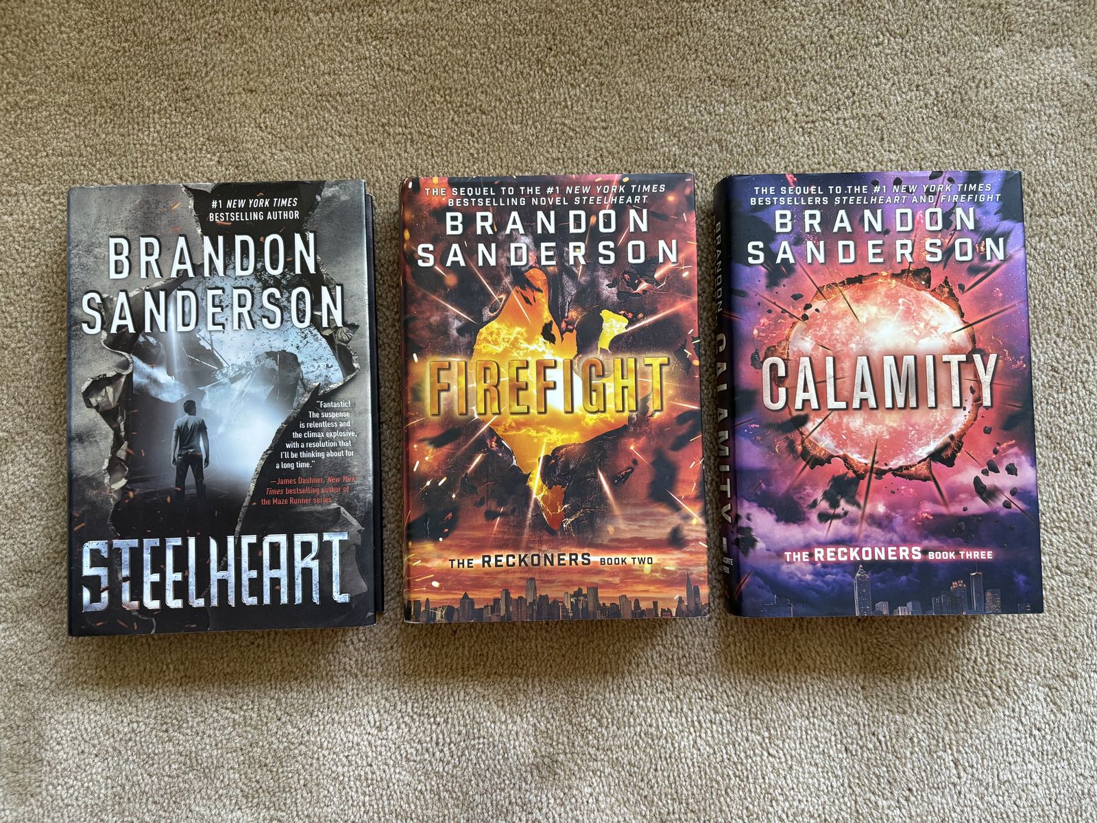 The Reckoners Trilogy, by Brandon Sanderson (hardcovers)