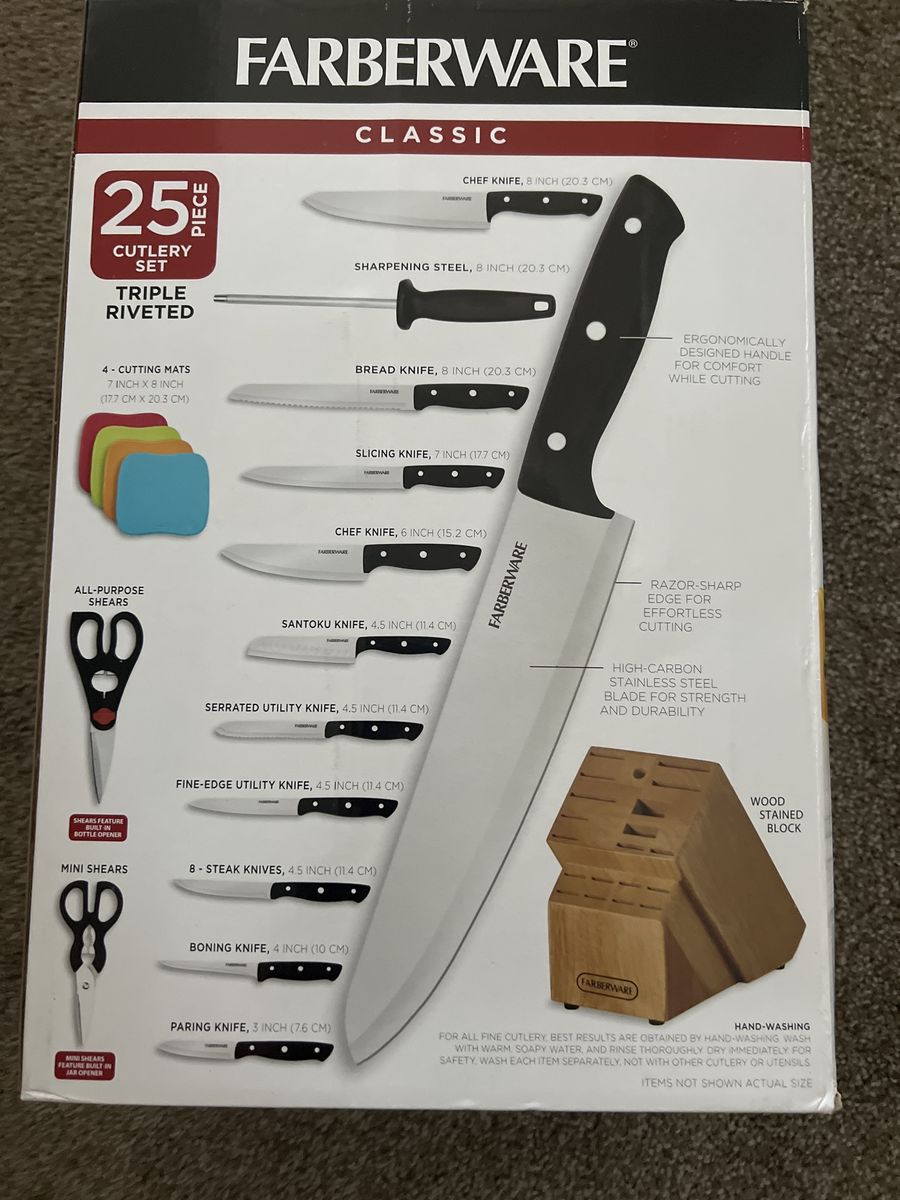 Knife set in holder