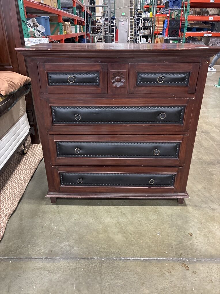Wood And Leather Dresser