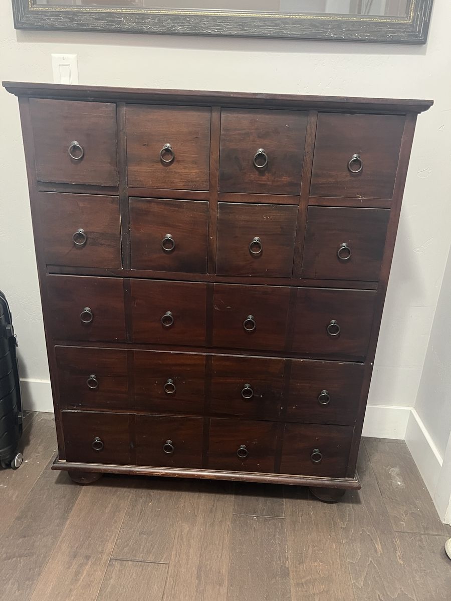 Vintage apothecary style dresser