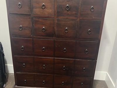 Vintage apothecary style dresser