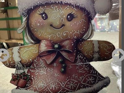New. 3Piece Christmas Gingerbread Yard Decoration Holiday Outdoor Decor 35” tall