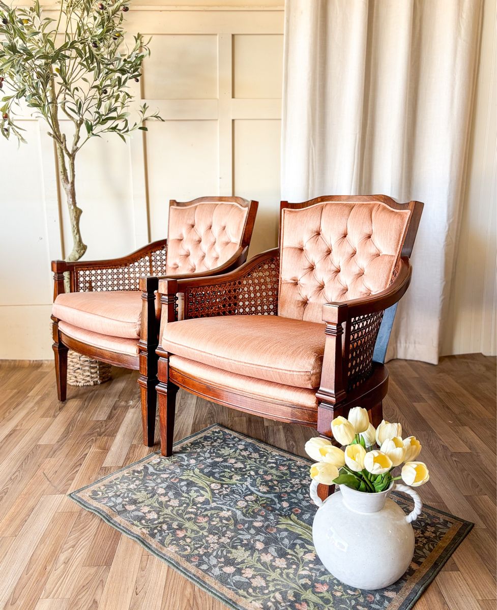 *FREE DELIVERY* Vintage 1960s Dr Kincaid MCM Peach Upholstered Chairs