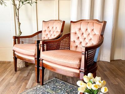 *FREE DELIVERY* Vintage 1960s Dr Kincaid MCM Peach Upholstered Chairs