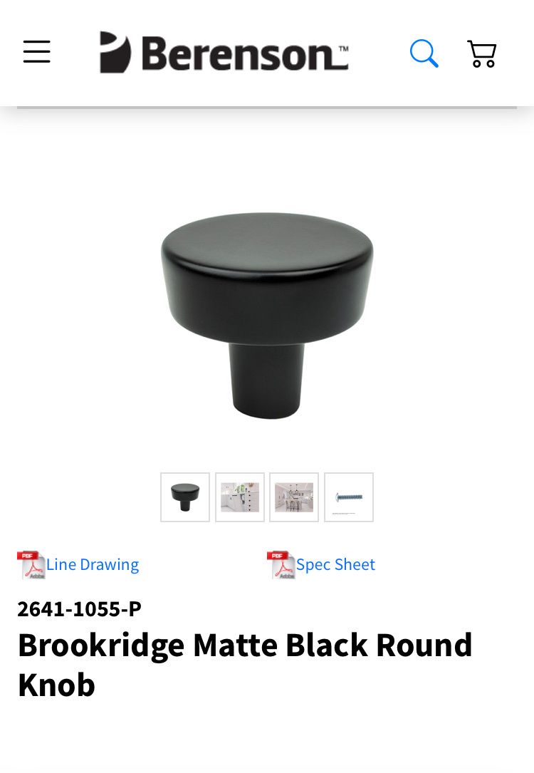 Berenson Brookridge Matte Black Round Knob