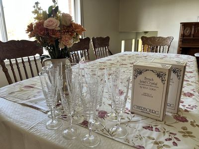W.M. Dalton Cherbourg French Lead Crystal Champagne Flutes - Clear (Set of 11)