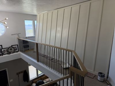 Black Metal Balusters with 14’ White Oak Hand Rail