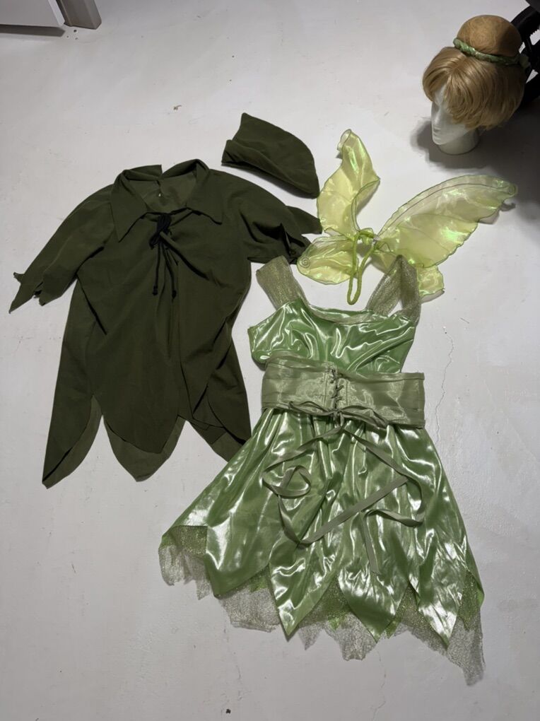 Adult Disney Peter Pan And Tinkerbell Costumes M
