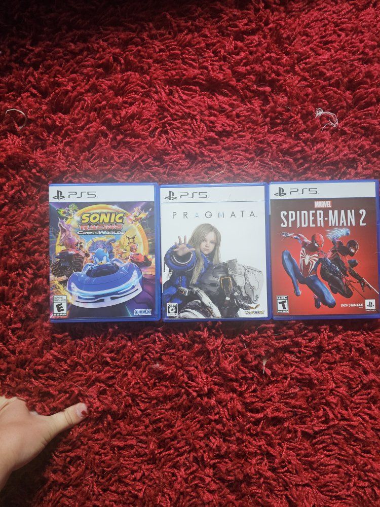Lot of 3 PS5 Games: Sonic Racing CrossWorlds, Pragmata, Marvel's Spider-Man 2