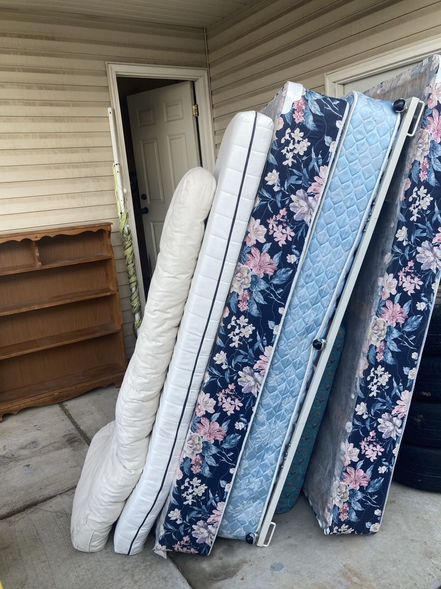 FREE 2 mattresses,  2 box springs, futon, trundle