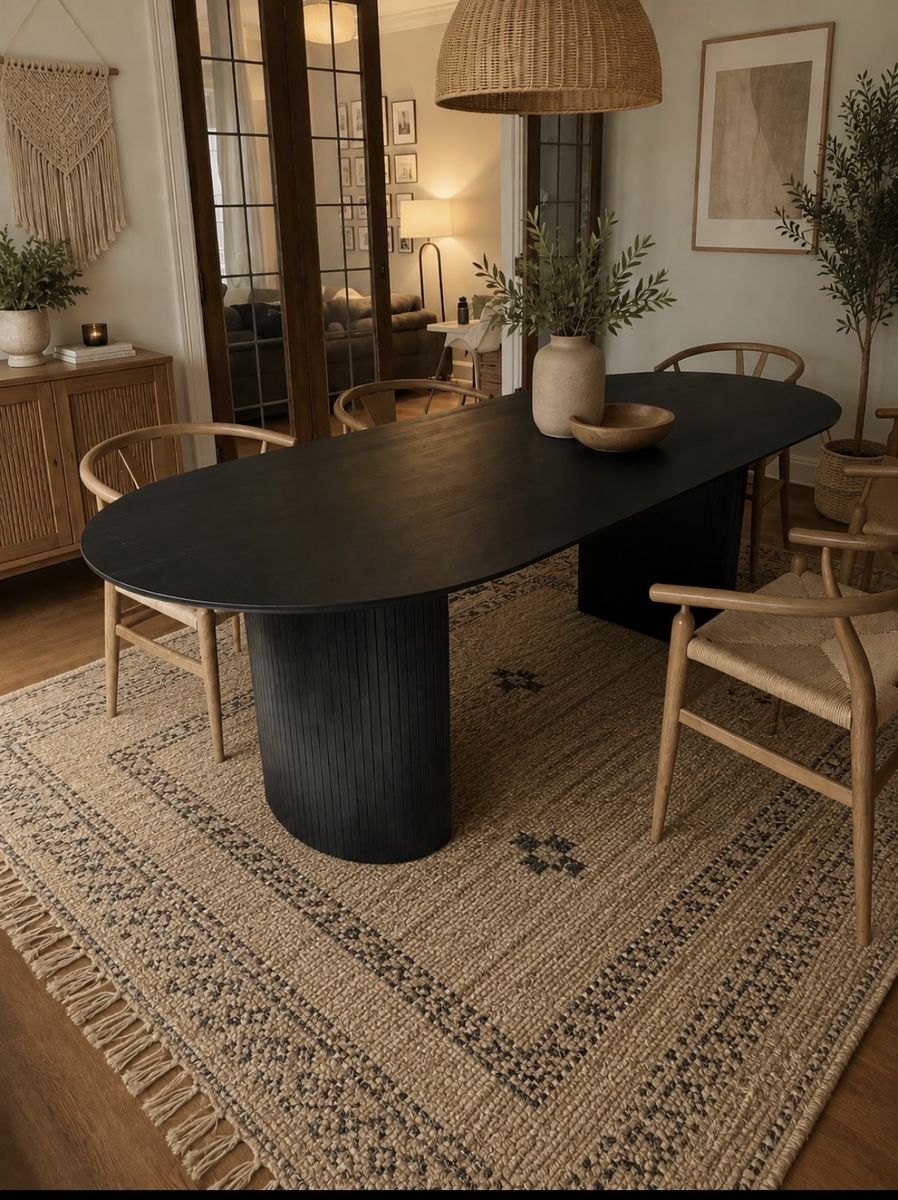 New World Market Brushed Black Dining Table
