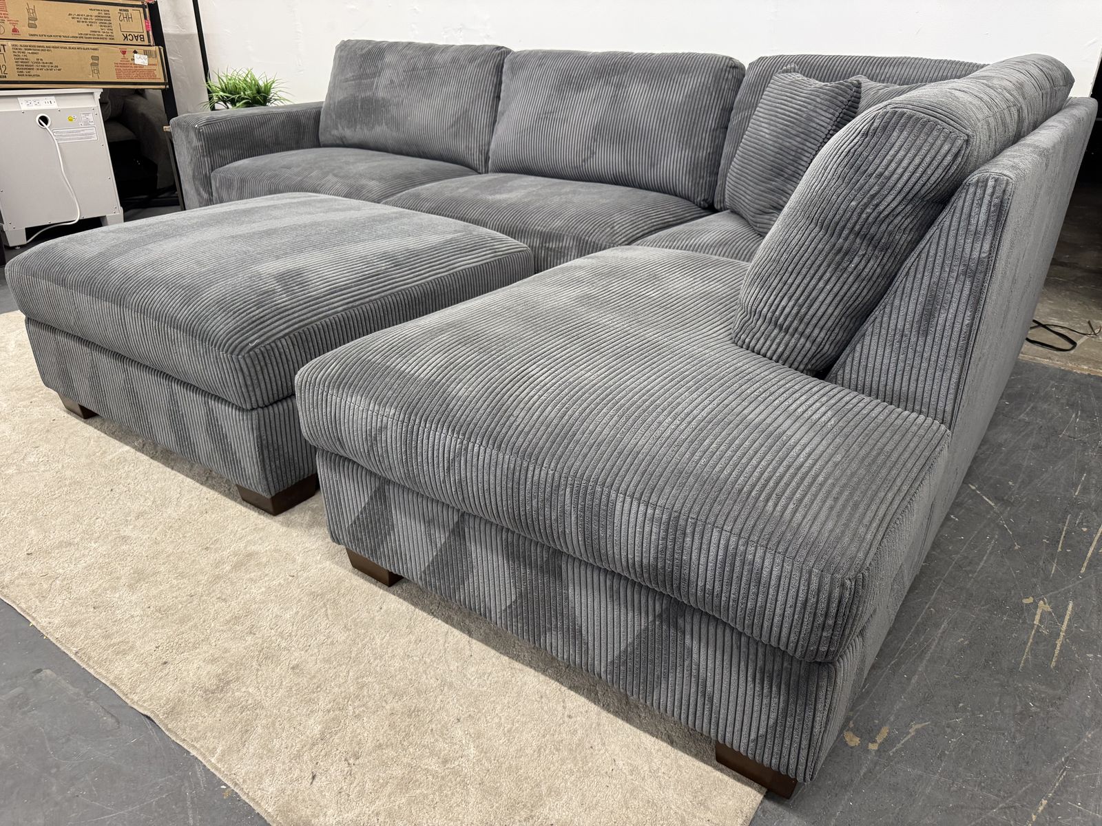 GRAY COSTCO CORDUROY SECTIONAL SOFA COUCH