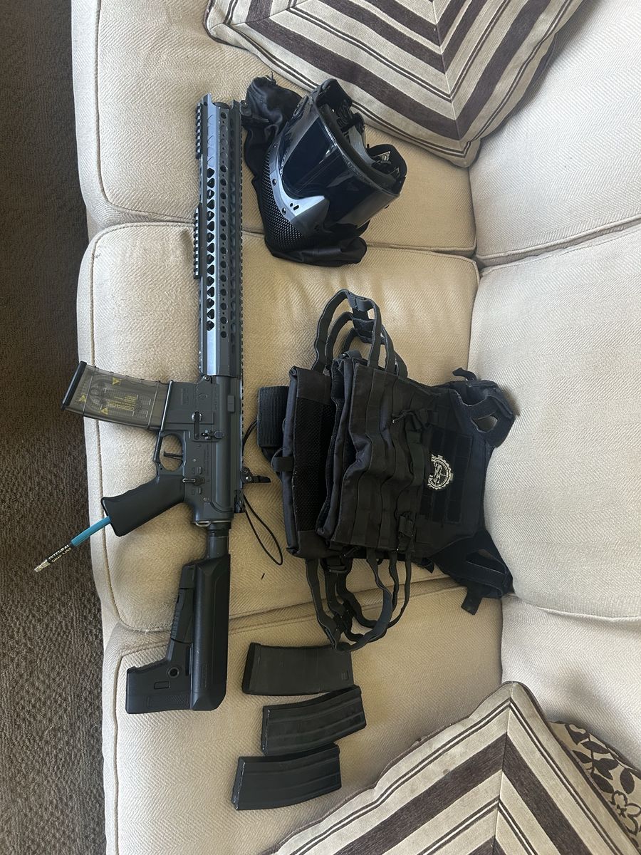 Airsoft hpa Starter Bundle with Rifle, Vest, Magazines, and Mask