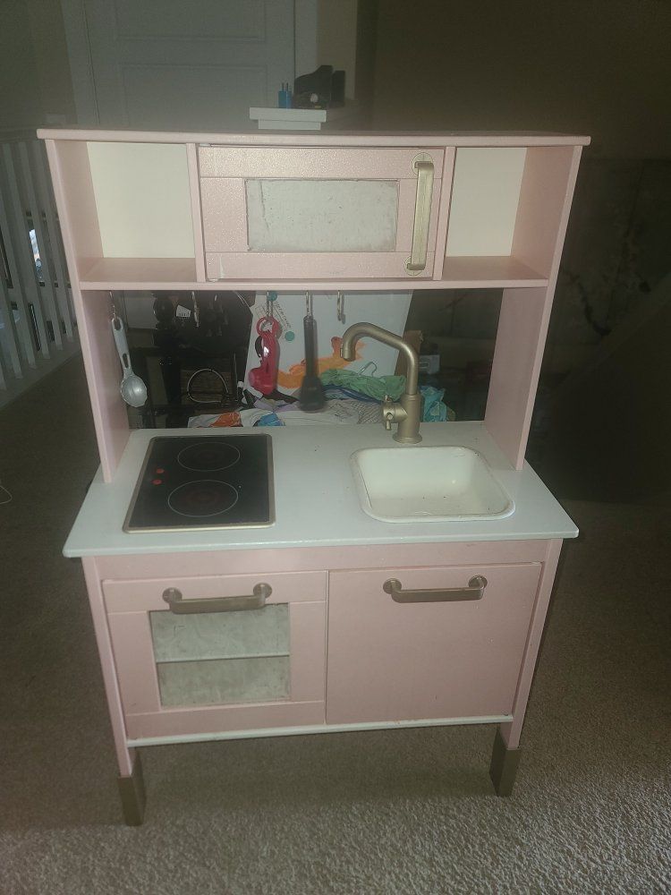 Pink Wooden Play Kitchen