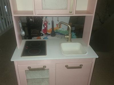 Pink Wooden Play Kitchen