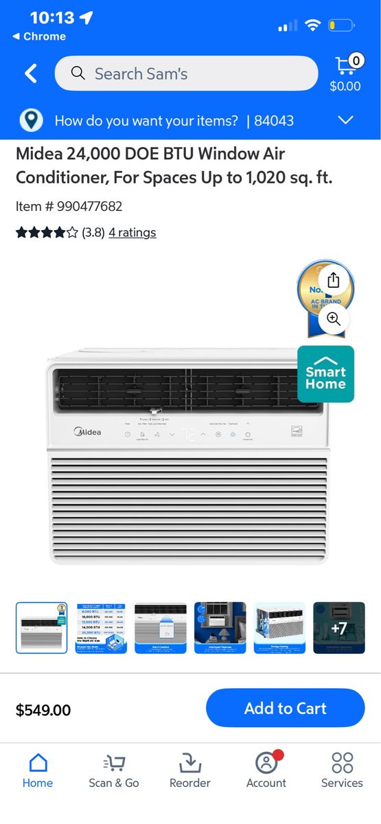 Midea 24,000 BTU Smart Window Air Conditioner for 1,020 sq ft, White