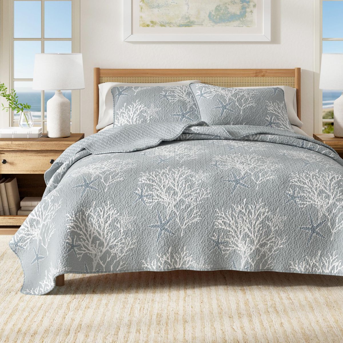 New Coastal Quilt Set - 3-Piece King/California King Size Nautical Bedding Set