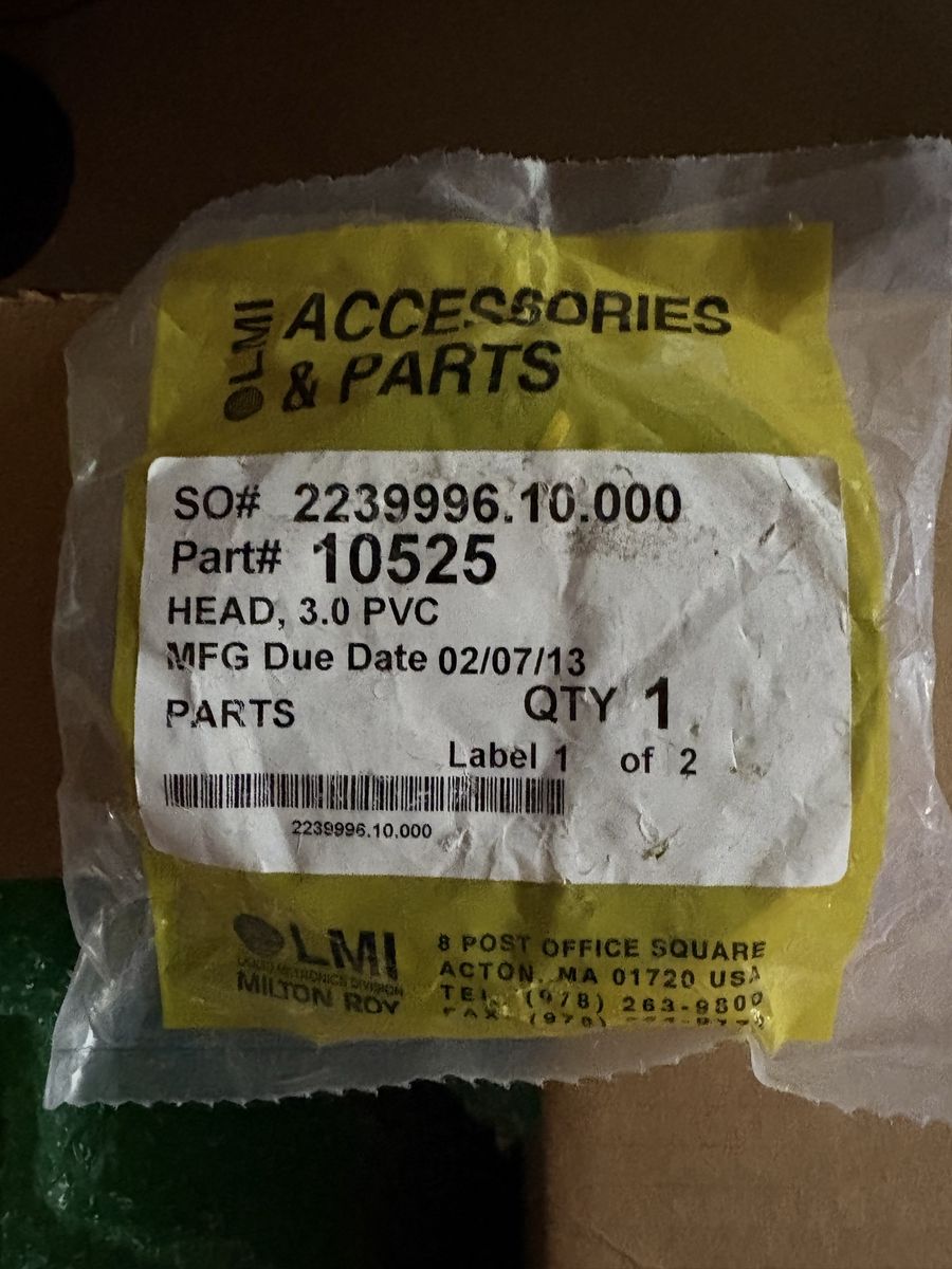 LMI Milton Roy 10525 Head 3.0 PVC Metering Pump Part