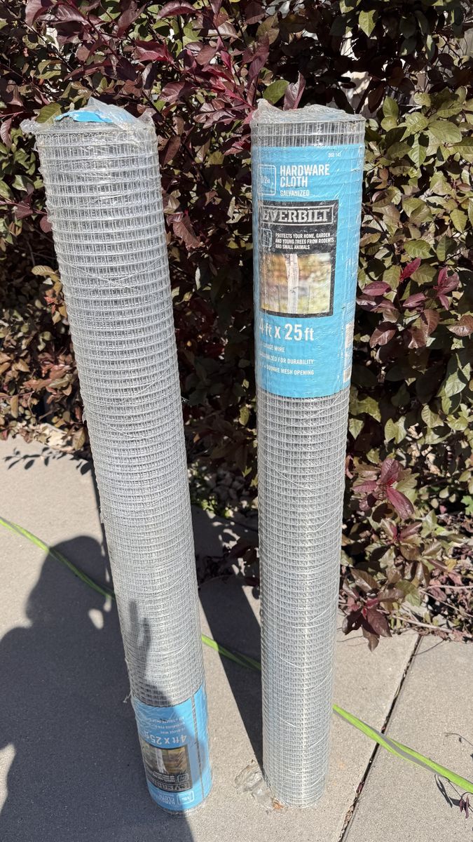 These 2 rolls are 4 ft. x 25 ft. Everbilt Galvanized Hardware Cloth.