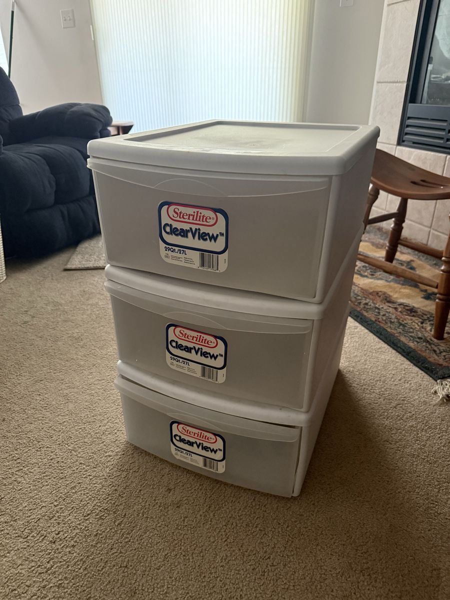 3 Sterlite Clearview 29Qt/27L drawers