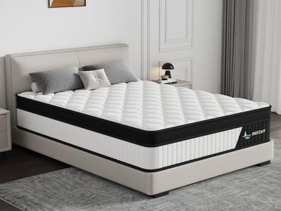 12 Inch Queen Mattress in a Box,White,Medium Firm Feel,Individually Wrapped Coils for Motion Isolation and Breathable Fire-Resis