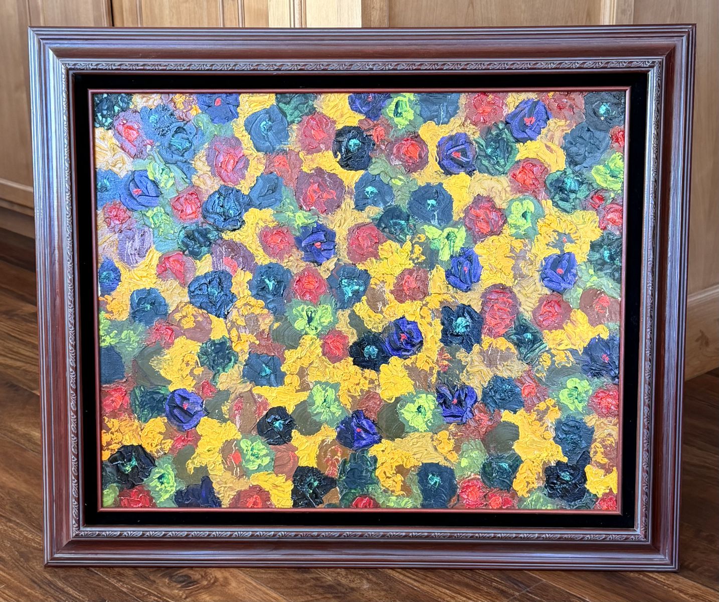 Estate sale - 30" x 24" oil painting with burgundy wood frame