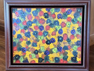 Estate sale - 30" x 24" oil painting with burgundy wood frame