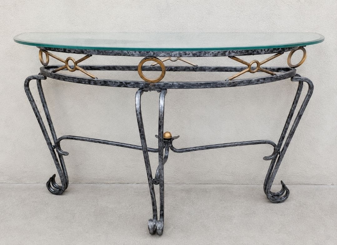 Glass Top Demi-lune table