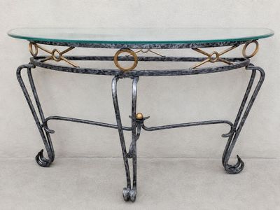 Glass Top Demi-lune table