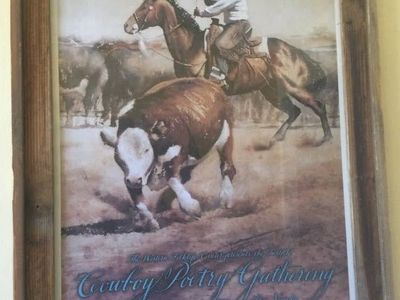 1996 Cowboy Poetry Gathering poster with Wood Frame
