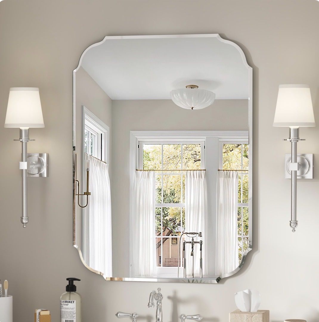 NEWSilver Beveled Edge Frameless Bathroom Mirror